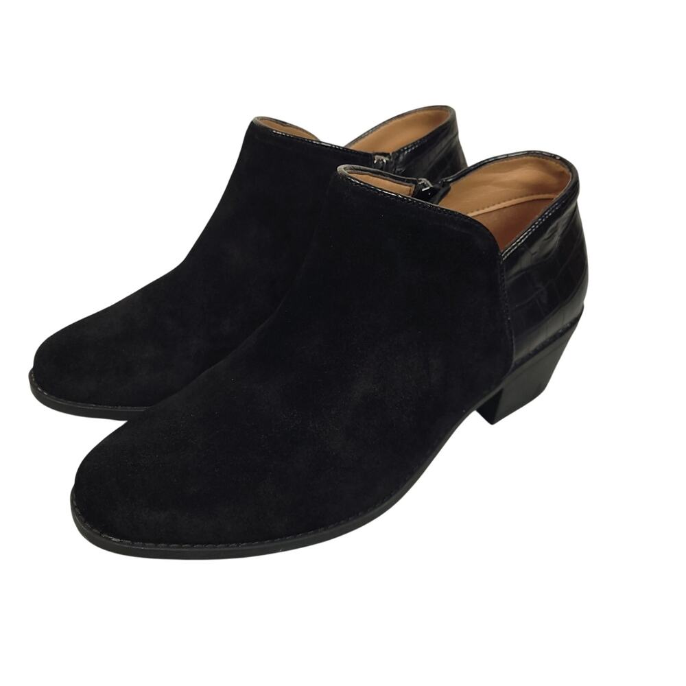 Vionic Marissa Booties Womens 8.5 Black Suede Ankle Zip Comfort Shoes EUC - Picture 8 of 13